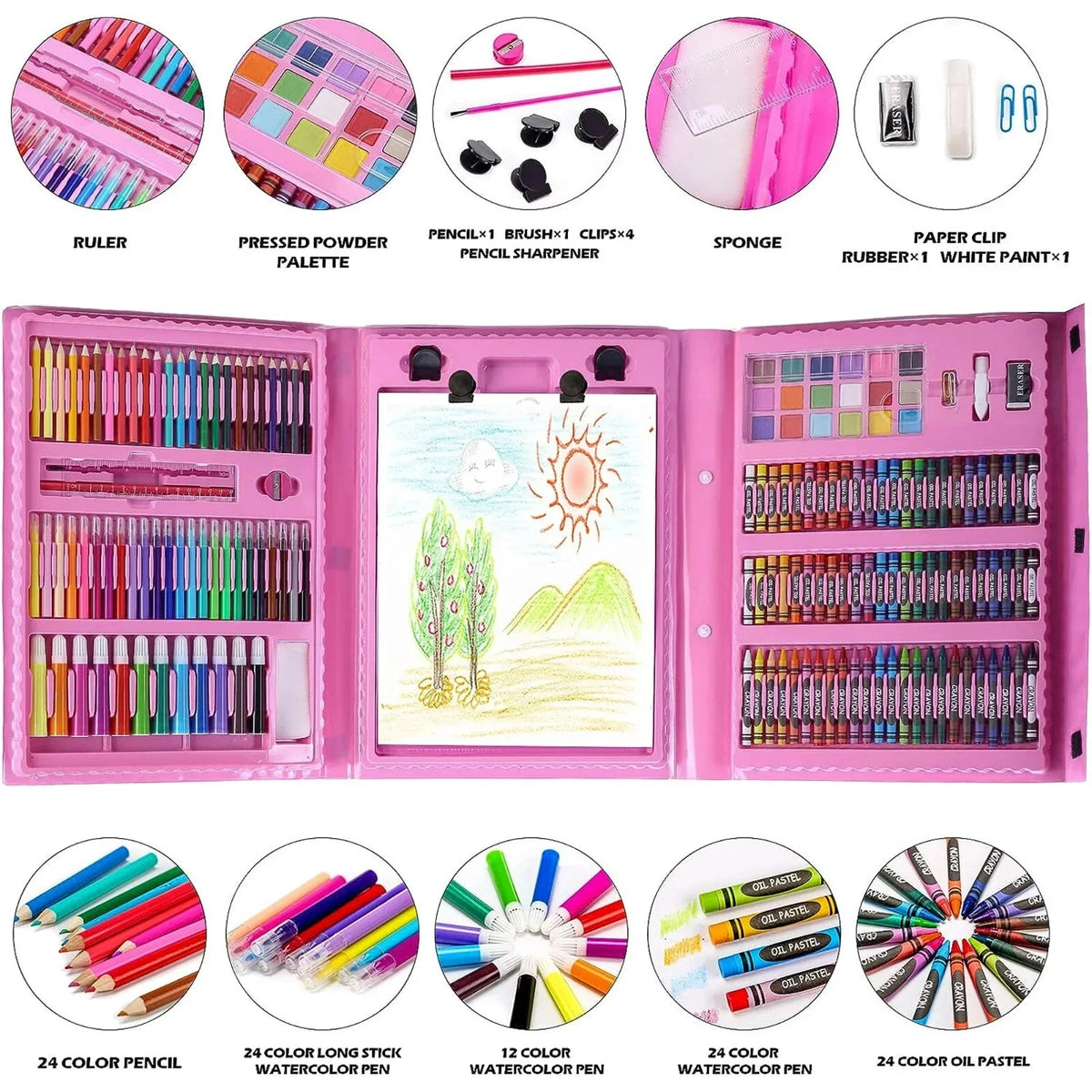 Kit de Dessin 208 Pièces – L’Atelier Créatif des Petits Artistes