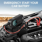 Démarreur de Batterie 4-en-1 – Compresseur d’Air 150 PSI, Booster 12V, Lampe LED & Power Bank