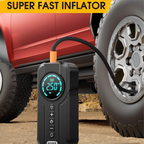 Démarreur de Batterie 4-en-1 – Compresseur d’Air 150 PSI, Booster 12V, Lampe LED & Power Bank