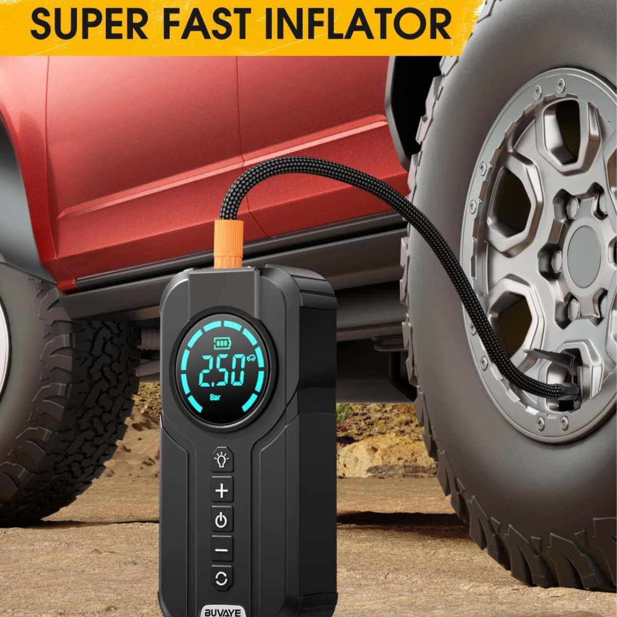 Démarreur de Batterie 4-en-1 – Compresseur d’Air 150 PSI, Booster 12V, Lampe LED & Power Bank