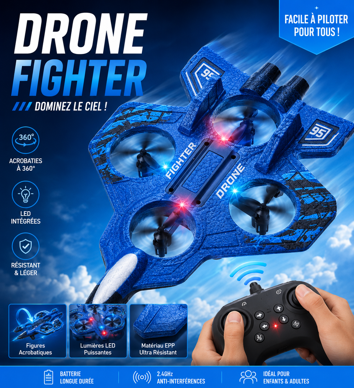 Fighter Jet – Drone Quadricoptère Télécommandé